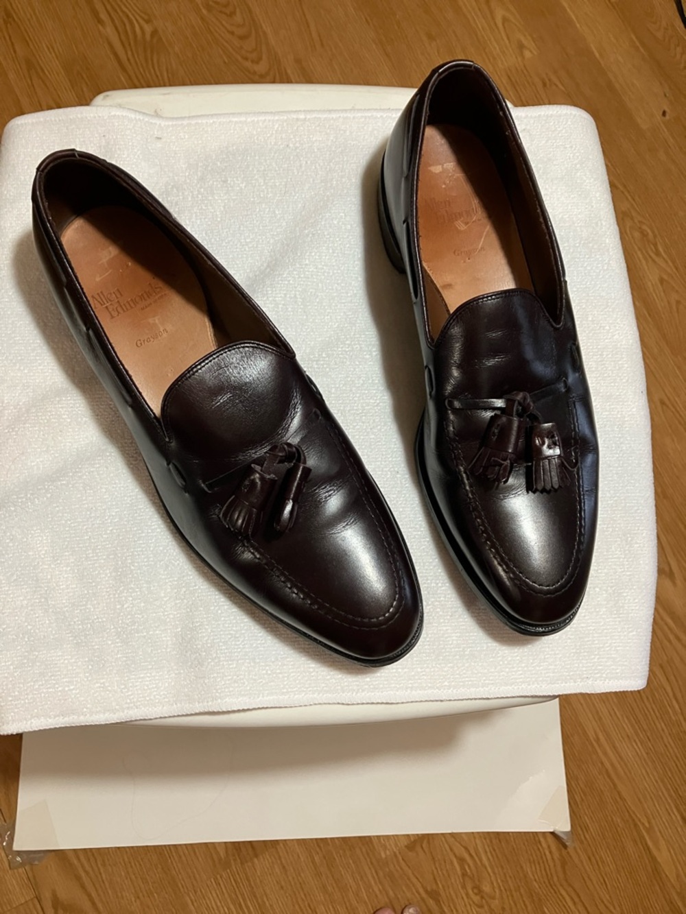 Allen Edmonds Men's Grayson 11C Tassels Burgundy Leather Slip on Loafer 11C